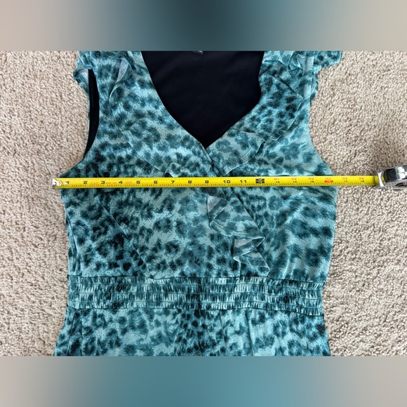 INC International Concepts Teal Aqua Cheetah Print Ruffled V-Neck Maxi Dress | M - Picture 8 of 8